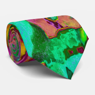 Trippy psychedelische smaragdgrüne Blumen Krawatte
