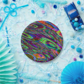 Trippy psychedelisches lila grünes mutiges pappteller (Party)