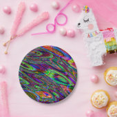 Trippy psychedelisches lila grünes mutiges pappteller (Party)