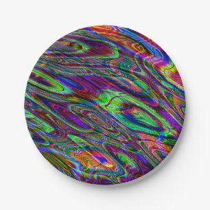 Trippy psychedelisches lila grünes mutiges pappteller