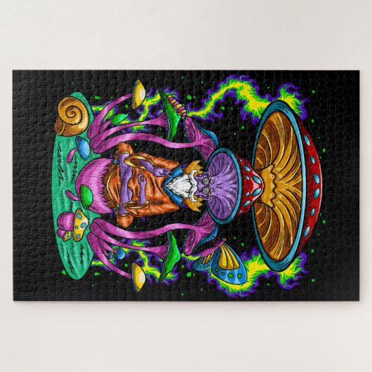 Trippy Pyschedelic Mushroom Wizard Puzzle (Horizontal)