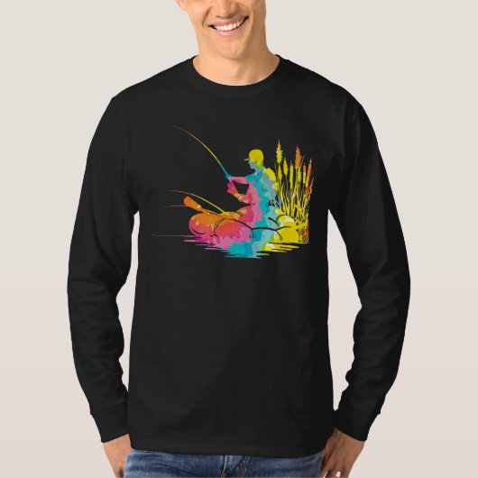 Trippy Rainbow Hippie Gefärbte Krawatte Fischen T-Shirt (Vorderseite)