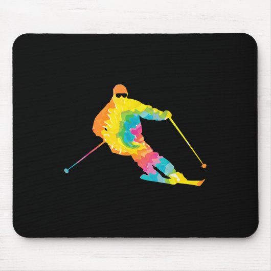 Trippy Rainbow Hippie - Krawatte-Färbung Skiing Mousepad (Vorne)