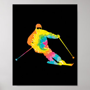 Trippy Rainbow Hippie - Krawatte-Färbung Skiing Poster