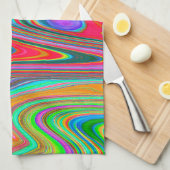 Trippy Red, Green und Blue Abstrakt Groovy Art Geschirrtuch (Viertel Falte)