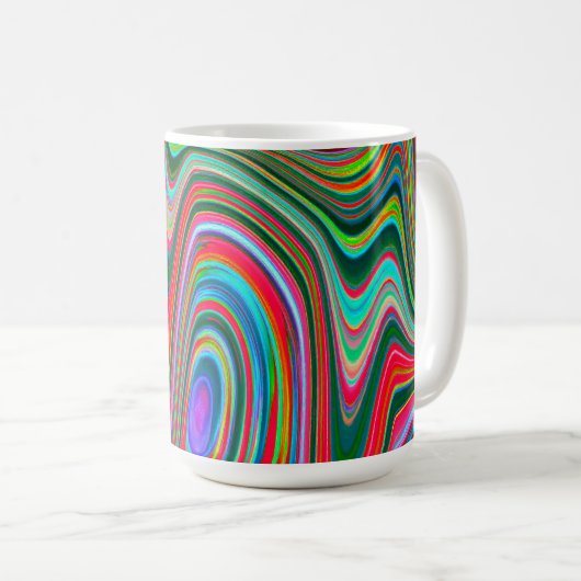 Trippy Red, Green und Blue Abstrakt Groovy Art Kaffeetasse (VorderseiteRechts)