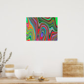 Trippy Red, Green und Blue Abstrakt Groovy Art Poster (Küche)