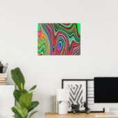 Trippy Red, Green und Blue Abstrakt Groovy Art Poster (Heimbüro)