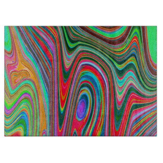 Trippy Red, Green und Blue Abstrakt Groovy Art Schneidebrett (Vorderseite)