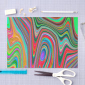 Trippy Red, Green und Blue Abstrakt Groovy Art Seidenpapier (Handwerk)