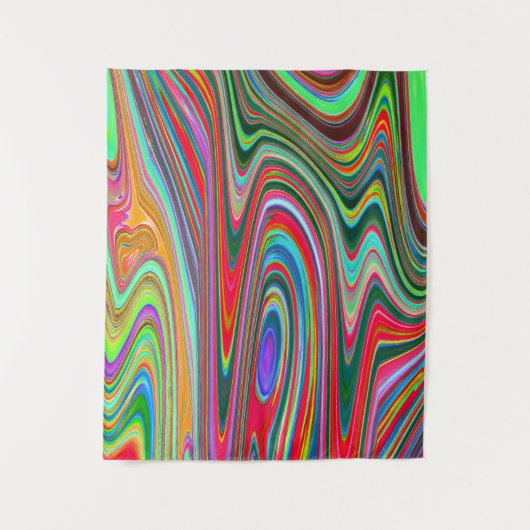 Trippy Red, Green und Blue Abstrakt Groovy Art Wandteppich (Vorderseite)