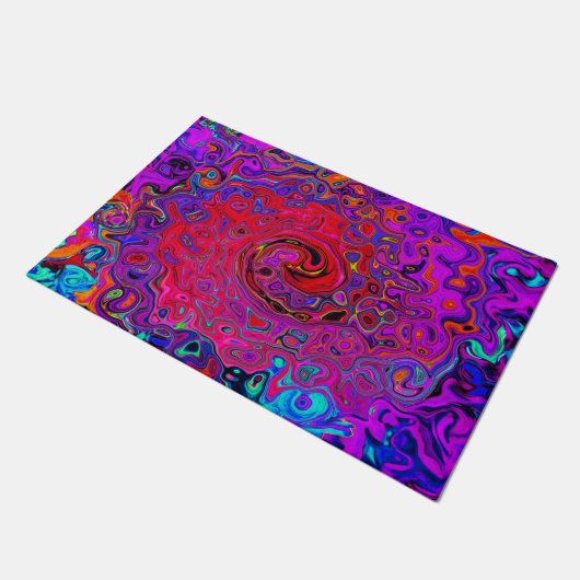 Trippy Red und Lila Abstrakt Retro Liquid Swirl Fußmatte (Schrägansicht)