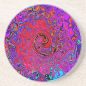 Trippy Red und Lila Abstrakt Retro Liquid Swirl Getränkeuntersetzer (Vorne)