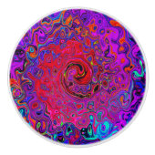 Trippy Red und Lila Abstrakt Retro Liquid Swirl Keramikknauf (Vorderseite)