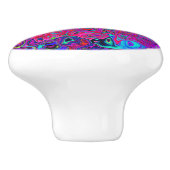 Trippy Red und Lila Abstrakt Retro Liquid Swirl Keramikknauf (Seitenansicht)