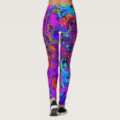 Trippy Red und Lila Abstrakt Retro Liquid Swirl Leggings (Rückseite)