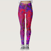 Trippy Red und Lila Abstrakt Retro Liquid Swirl Leggings (Vorderseite)