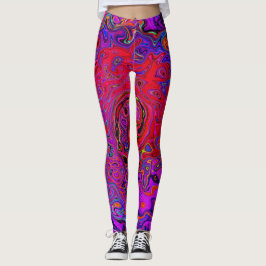 Trippy Red und Lila Abstrakt Retro Liquid Swirl Leggings