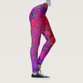 Trippy Red und Lila Abstrakt Retro Liquid Swirl Leggings (Rechts)
