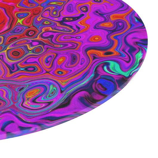 Trippy Red und Lila Abstrakt Retro Liquid Swirl Schneidebrett (Ecke)
