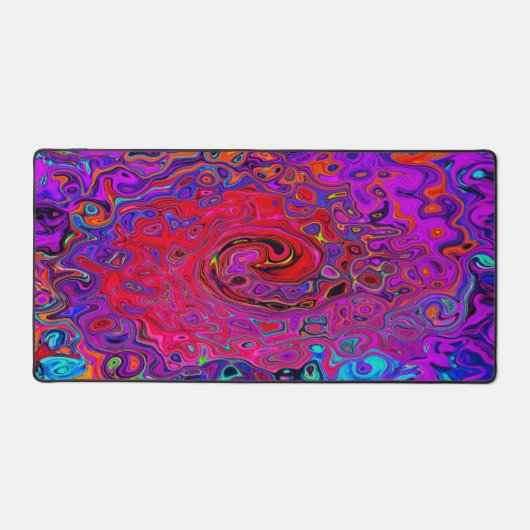 Trippy Red und Lila Abstrakt Retro Liquid Swirl Schreibtischunterlage (Vorderseite)