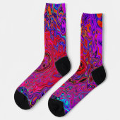 Trippy Red und Lila Abstrakt Retro Liquid Swirl Socken (Linkes Detail)