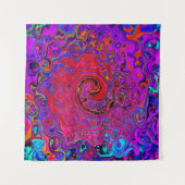 Trippy Red und Lila Abstrakt Retro Liquid Swirl Wandteppich (Vorderseite)