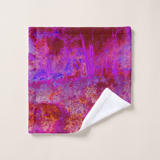 Trippy Red und Magenta Impressionistische Landscha Badhandtuch Set (Waschlappen)