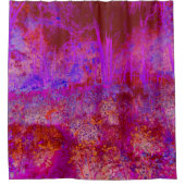 Trippy Red und Magenta Impressionistische Landscha Duschvorhang (Vorderseite)