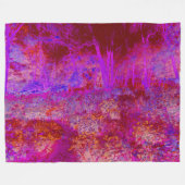 Trippy Red und Magenta Impressionistische Landscha Fleecedecke (Vorderseite (Horizontal))