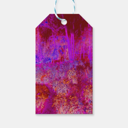 Trippy Red und Magenta Impressionistische Landscha Geschenkanhänger (Vorderseite)