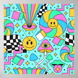 Trippy Regenbogen 60er Pop psychedelisches nahtlos Poster