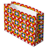 Trippy Regenbogenblumen Große Geschenktüte (Rückseite Schrägansicht)