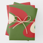 Trippy Retro 60er 70er Swirbeln Abstrakt Xmas Red Geschenkpapier Set (Beispiel)