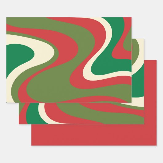 Trippy Retro 60er 70er Swirbeln Abstrakt Xmas Red Geschenkpapier Set (Set)