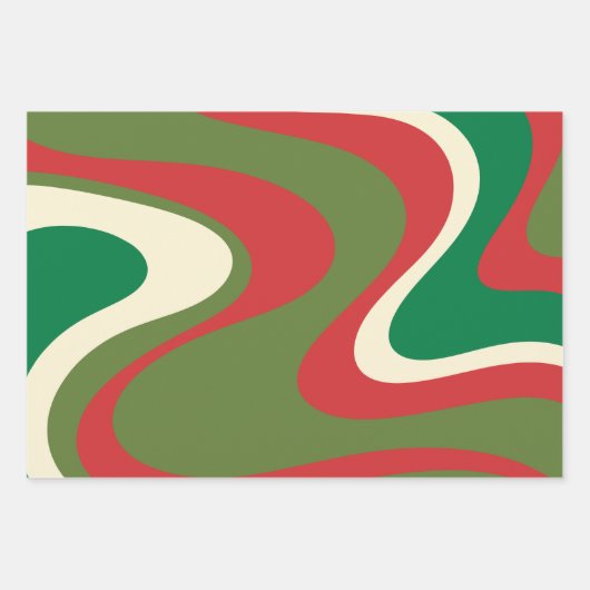 Trippy Retro 60er 70er Swirbeln Abstrakte Weihnach Geschenkpapier Set (Vorderseite 3)