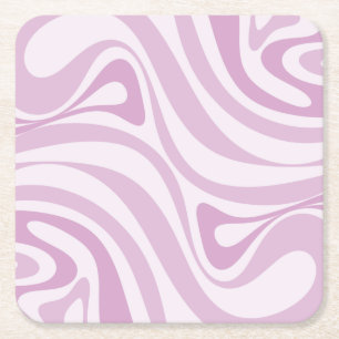 Trippy Retro Abstrakt Swirl Muster Lilac Pastel Rechteckiger Pappuntersetzer