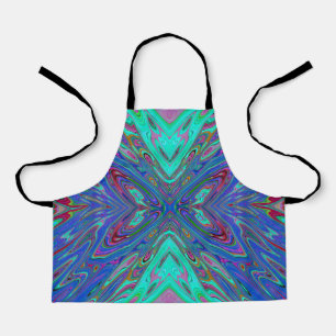 Trippy Retro Blaues und Rotes Abstraktes Schmetter Schürze