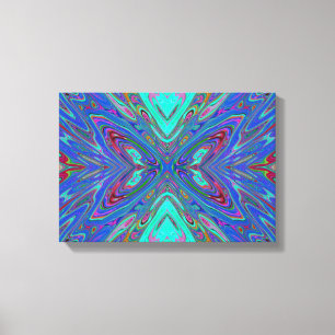 Trippy Retro Blue and Red Abstract Butterfly Leinwanddruck