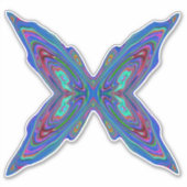 Trippy Retro Blue und Red Abstrakt Butterfly Aufkleber (Vorderseite)