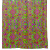 Trippy Retro Chartreuse Magenta Abstraktes Muster Duschvorhang (Vorderseite)