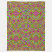 Trippy Retro Chartreuse Magenta Abstraktes Muster Fleecedecke (Vorderseite)