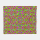 Trippy Retro Chartreuse Magenta Abstraktes Muster Fleecedecke (Vorderseite (Horizontal))