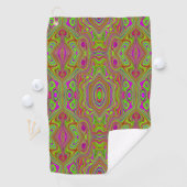 Trippy Retro Chartreuse Magenta Abstraktes Muster Golfhandtuch (Insitu)