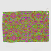 Trippy Retro Chartreuse Magenta Abstraktes Muster Golfhandtuch (Horizontal)