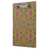 Trippy Retro Chartreuse Magenta Abstraktes Muster Klemmbrett (Links)
