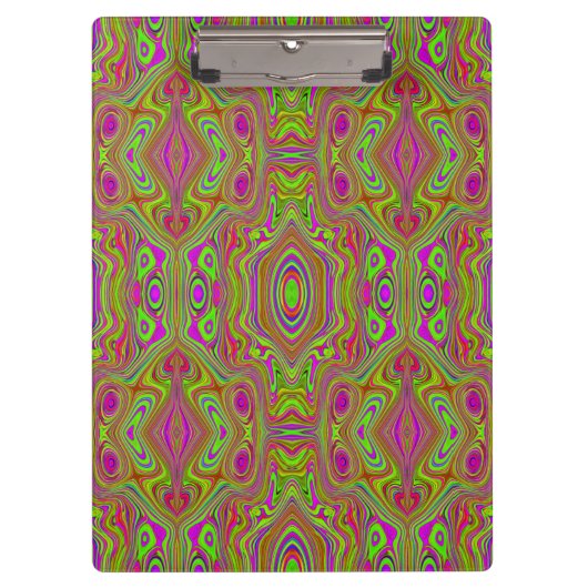 Trippy Retro Chartreuse Magenta Abstraktes Muster Klemmbrett (Vorderseite)