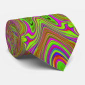 Trippy Retro Chartreuse Magenta Abstraktes Muster Krawatte (Gerollt)
