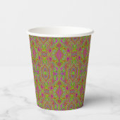 Trippy Retro Chartreuse Magenta Abstraktes Muster Pappbecher (Rückseite)