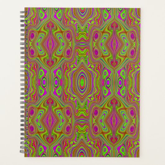 Trippy Retro Chartreuse Magenta Abstraktes Muster Planer (Vorderseite)